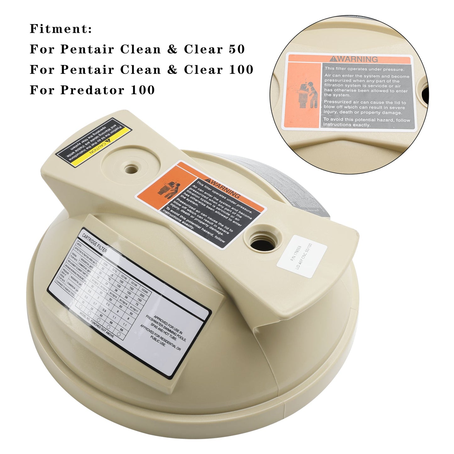 Coperchio del filtro 178553 per Pentair Clean &amp; Clear 50 100 Predator 100