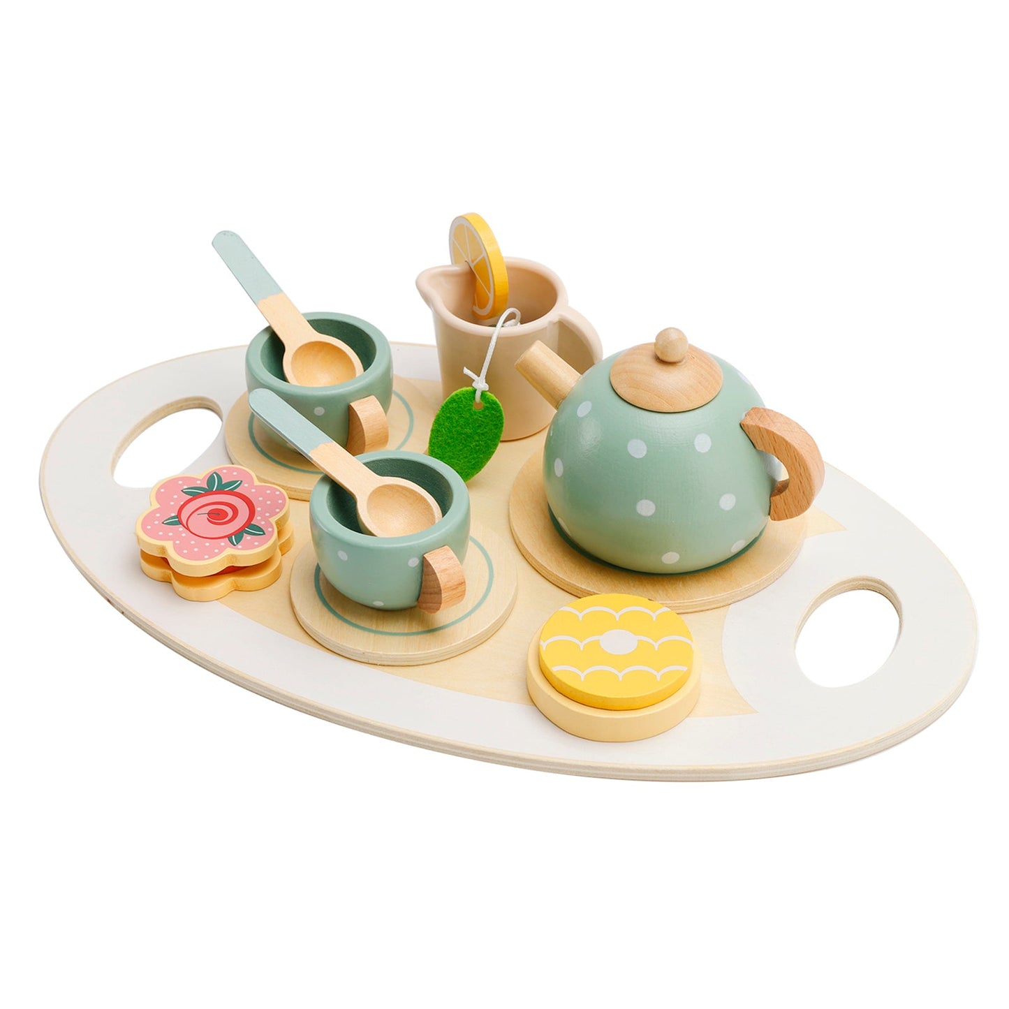 15 pezzi set da tè in legno da cucina occidentale, piatti da cucina giocattolo/set da tè per bambini