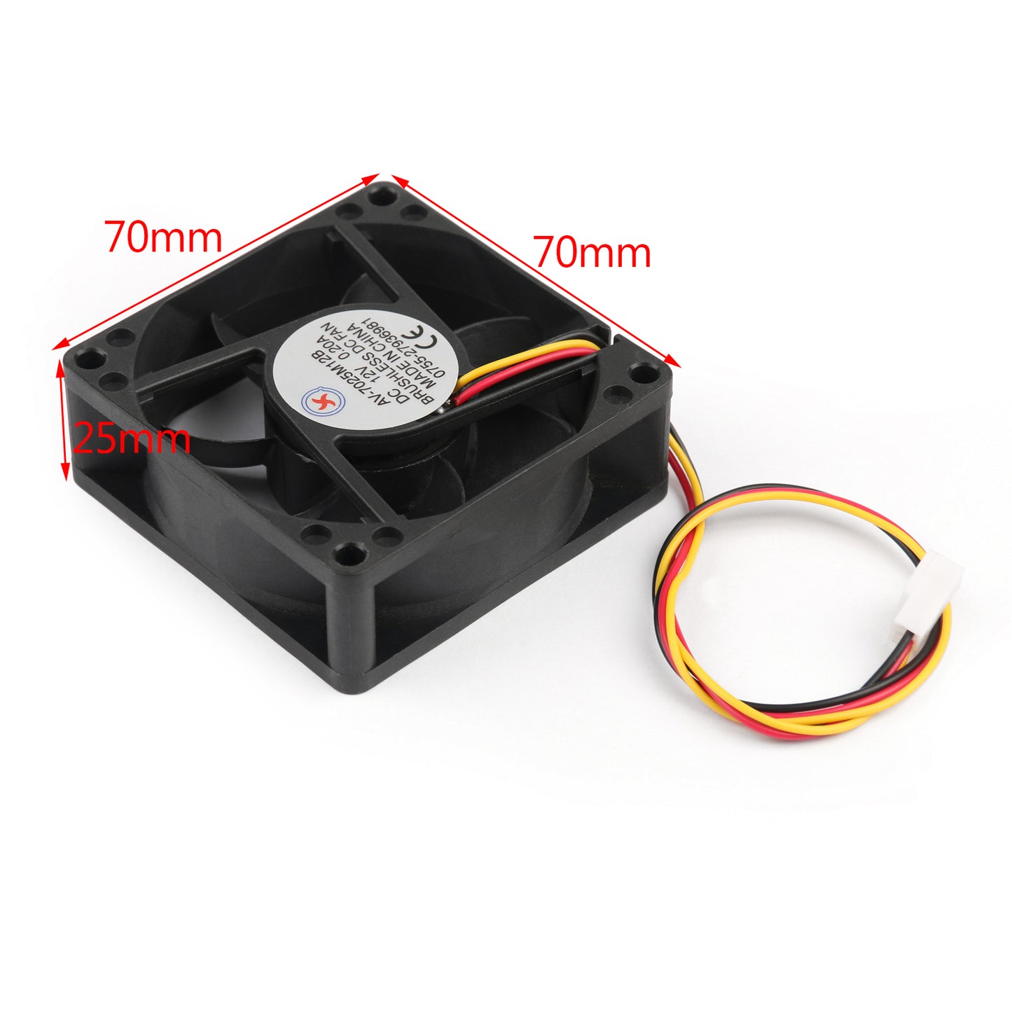 1Pcs DC Brushless Cooling PC Computer Fan 12V 7025B 70x70x25mm 0.2A 3 Pin Wire