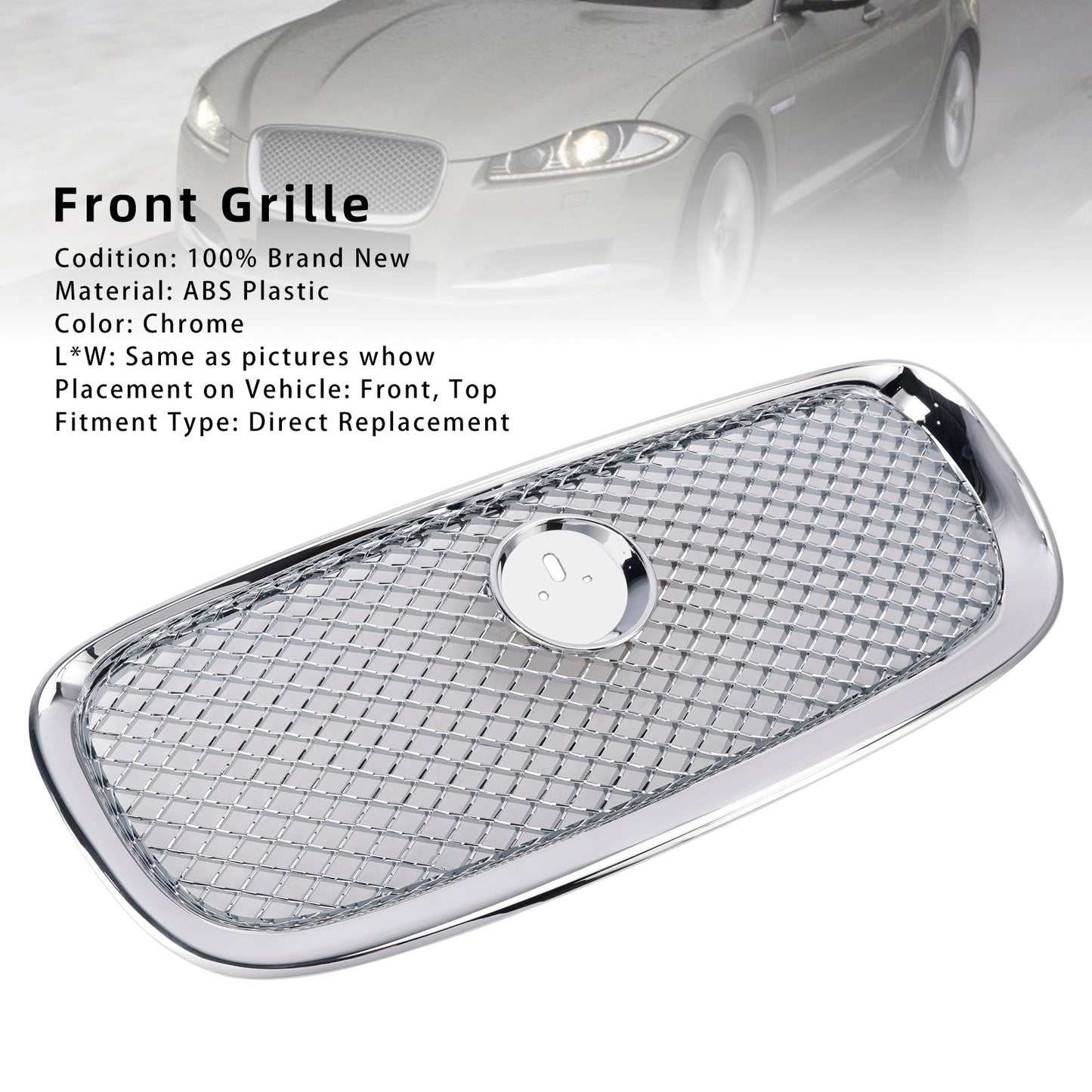 Griglia paraurti anteriore stile Jaguar XF XF-R 2012-2015 cromata