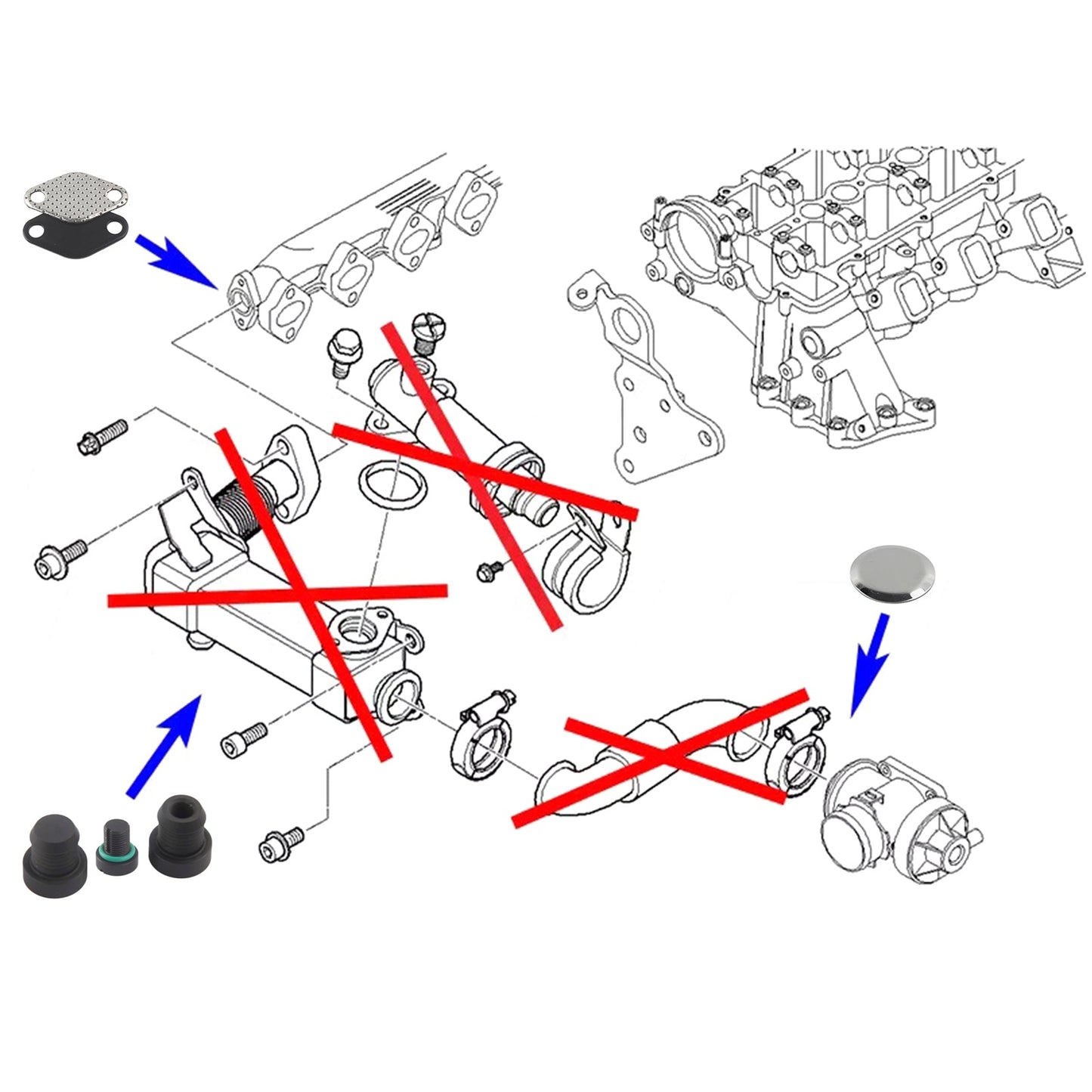 Kit di riparazione e sostituzione del radiatore della valvola EGR per BMW M47N2 M57N2 E46 E90 E60 E61 E83