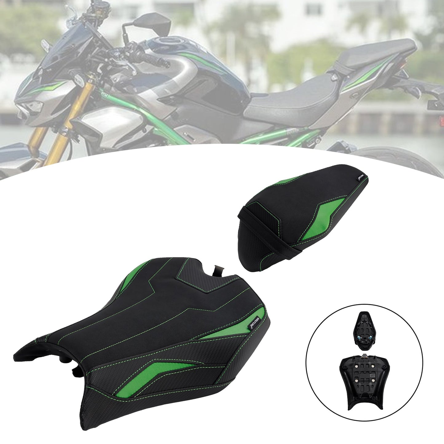 2025 - Cuscino posteriore per sedile conducente e passeggero per Kawasaki Ninja Z900 Zr900-F, colore verde.