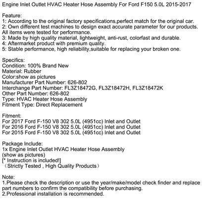 Tubo flessibile di ingresso e uscita del riscaldatore HVAC per Ford F150 5.0L 2015-2017