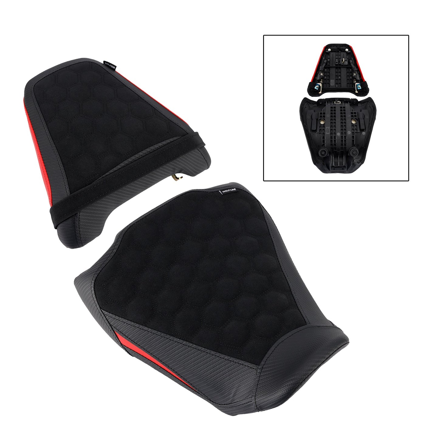 Kit cuscini passeggero Raider anteriori e posteriori per Honda CB650R CBR650R 2024-2025, colore rosso.