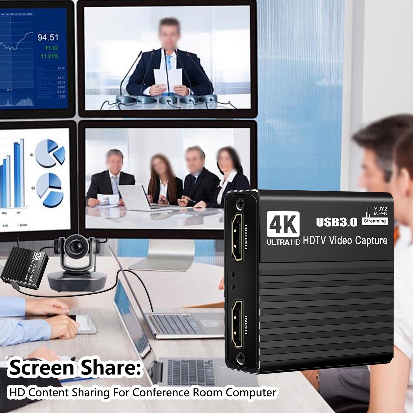 Scheda di acquisizione video USB 3.0 HDMI 4K Box di registrazione Gioco Trasmissione in diretta Microfono