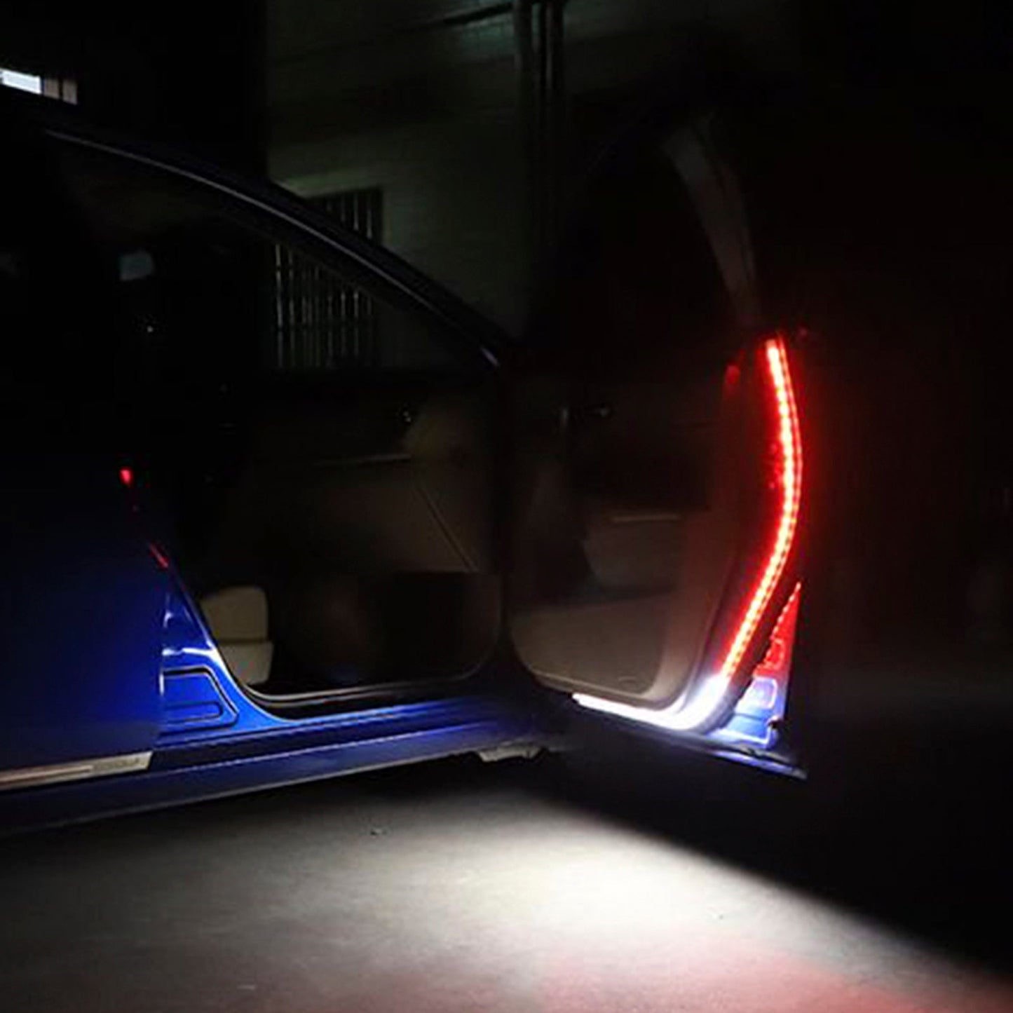 Strisce luminose decorative per portiere auto, lampeggianti, luce rossa e bianca, 1,2 m