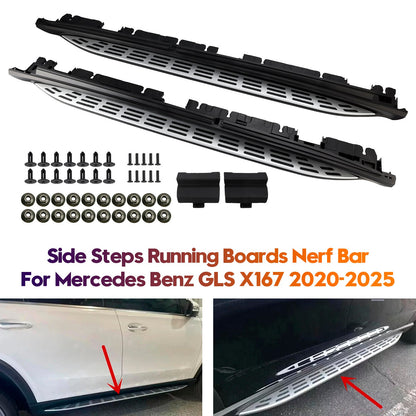 Pedane laterali Mercedes GLS X167 2020-2025, pedane laterali, barra di sicurezza per pedane laterali sinistra e destra