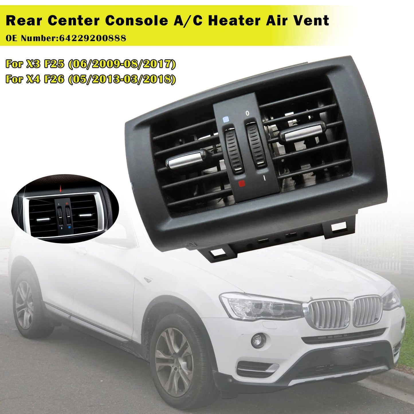 Bocchetta di ventilazione della console centrale posteriore 64229200888 per BMW F25 F26 2013-2017