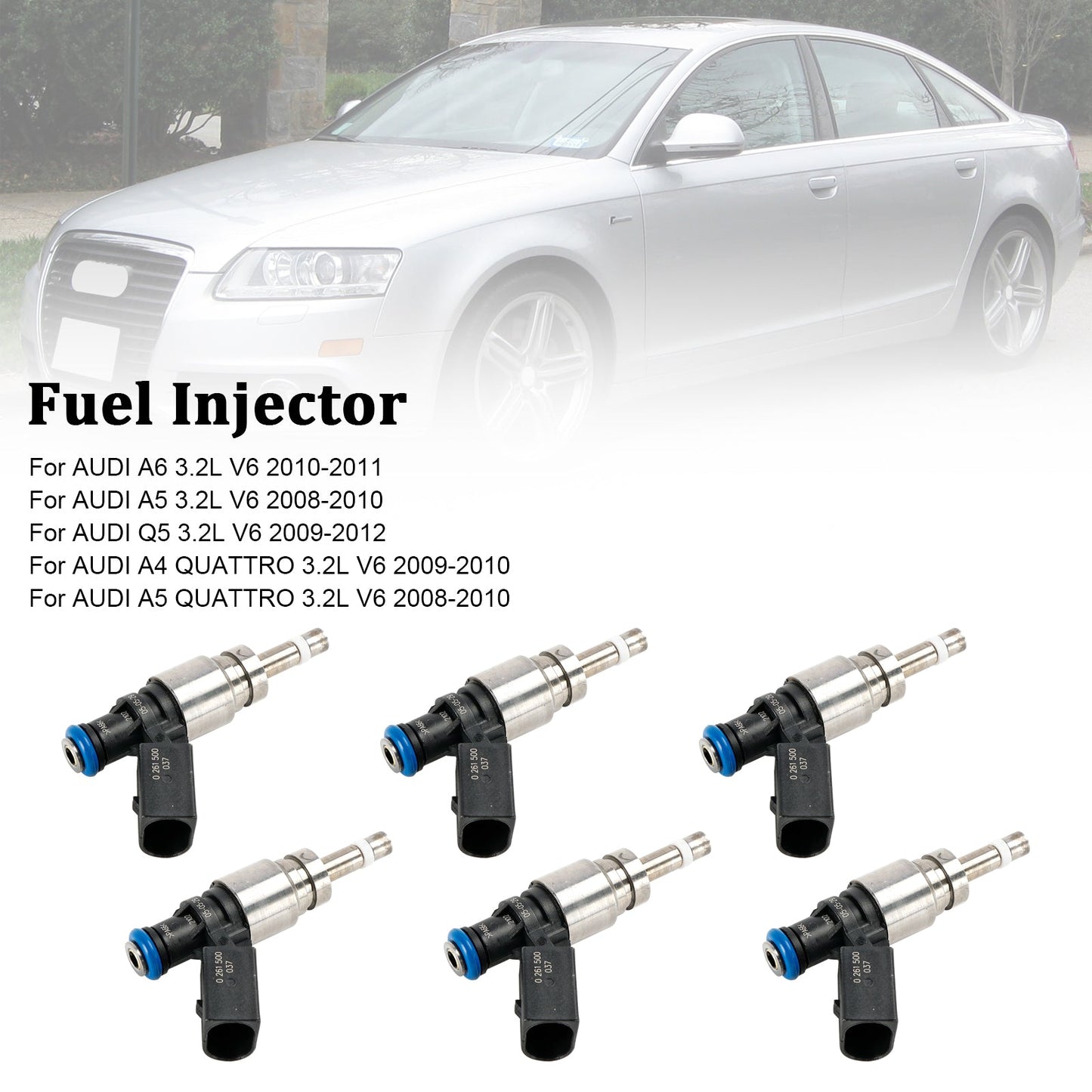 2009-2010 AUDI A4 QUATTRO 3.2L V6 6 PZ Iniettore di carburante 06E906036F 0261500037