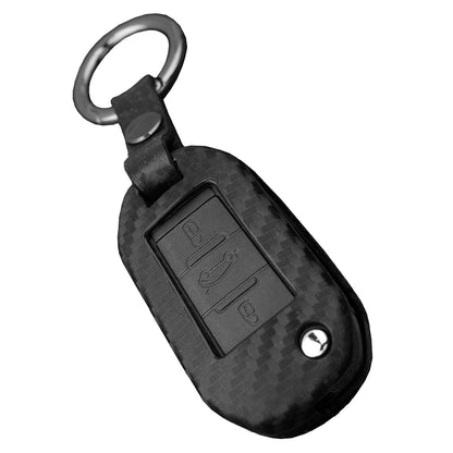 Custodia in similpelle e silicone per chiave auto Peugeot con fibbia