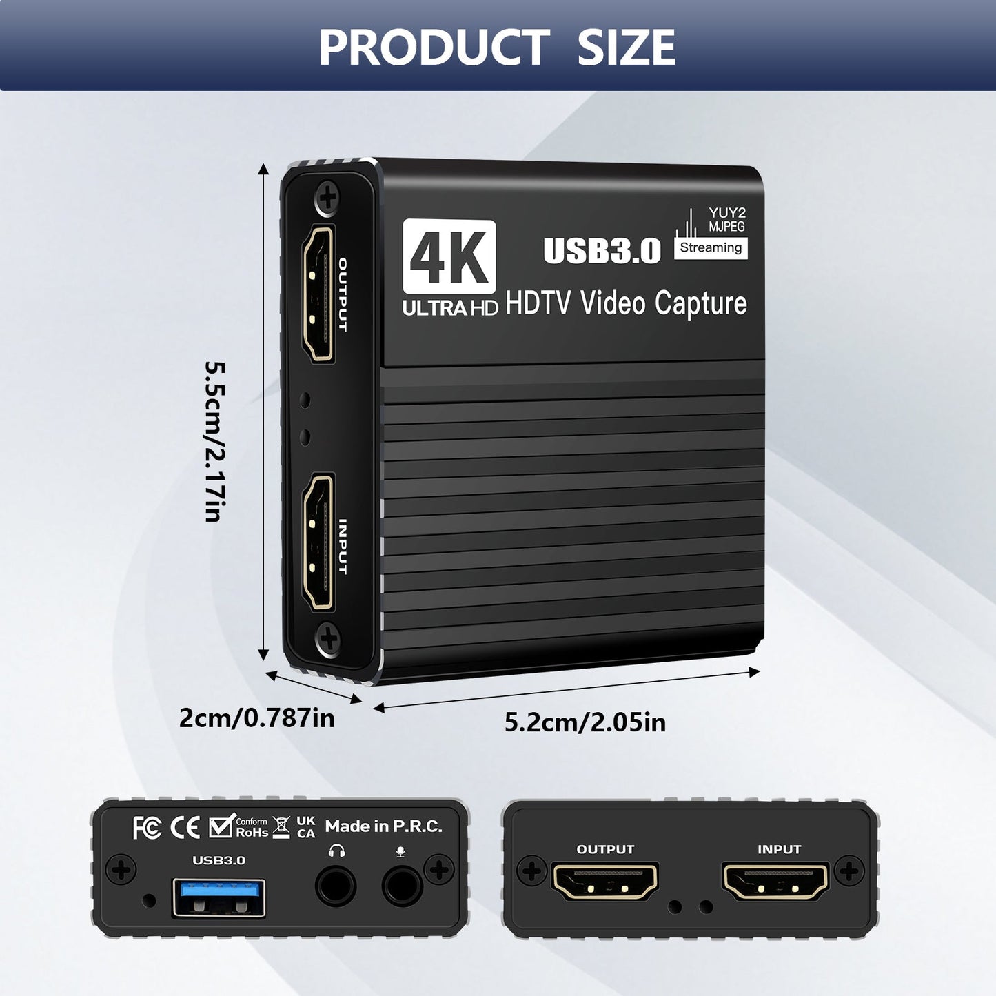 Scheda di acquisizione video USB 3.0 HDMI 4K Box di registrazione Gioco Trasmissione in diretta Microfono