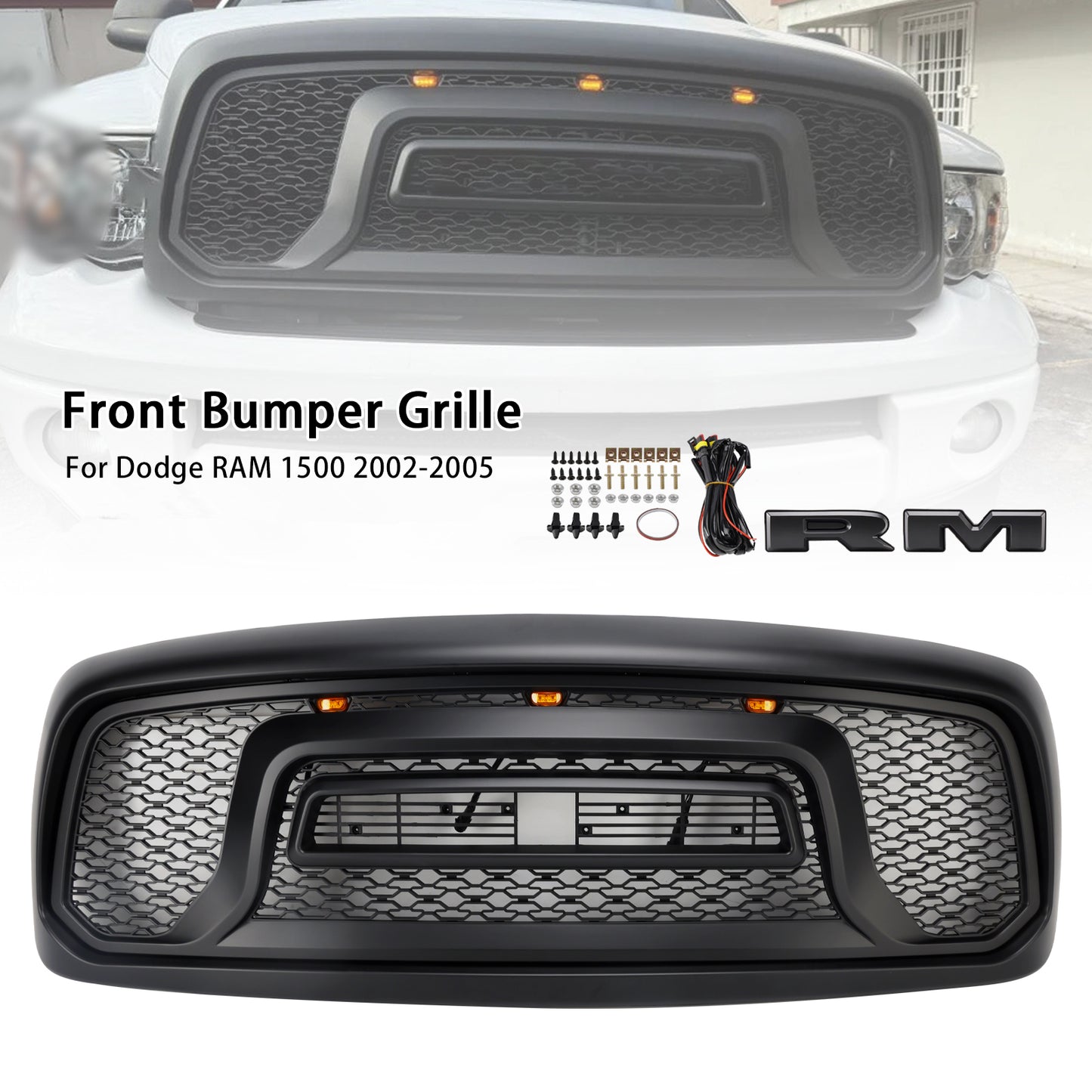 Griglia paraurti anteriore stile Rebel Dodge RAM 1500 2002-2005