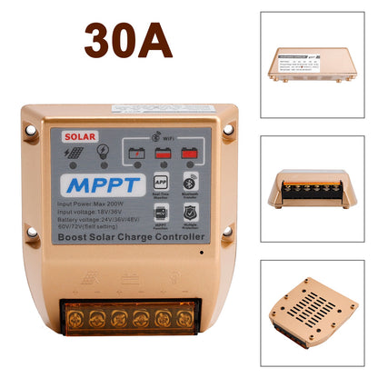 Regolatore solare MPPT Boost 10A/20A/30A 24V36V48V60V72V APP mobile Controllo intelligente