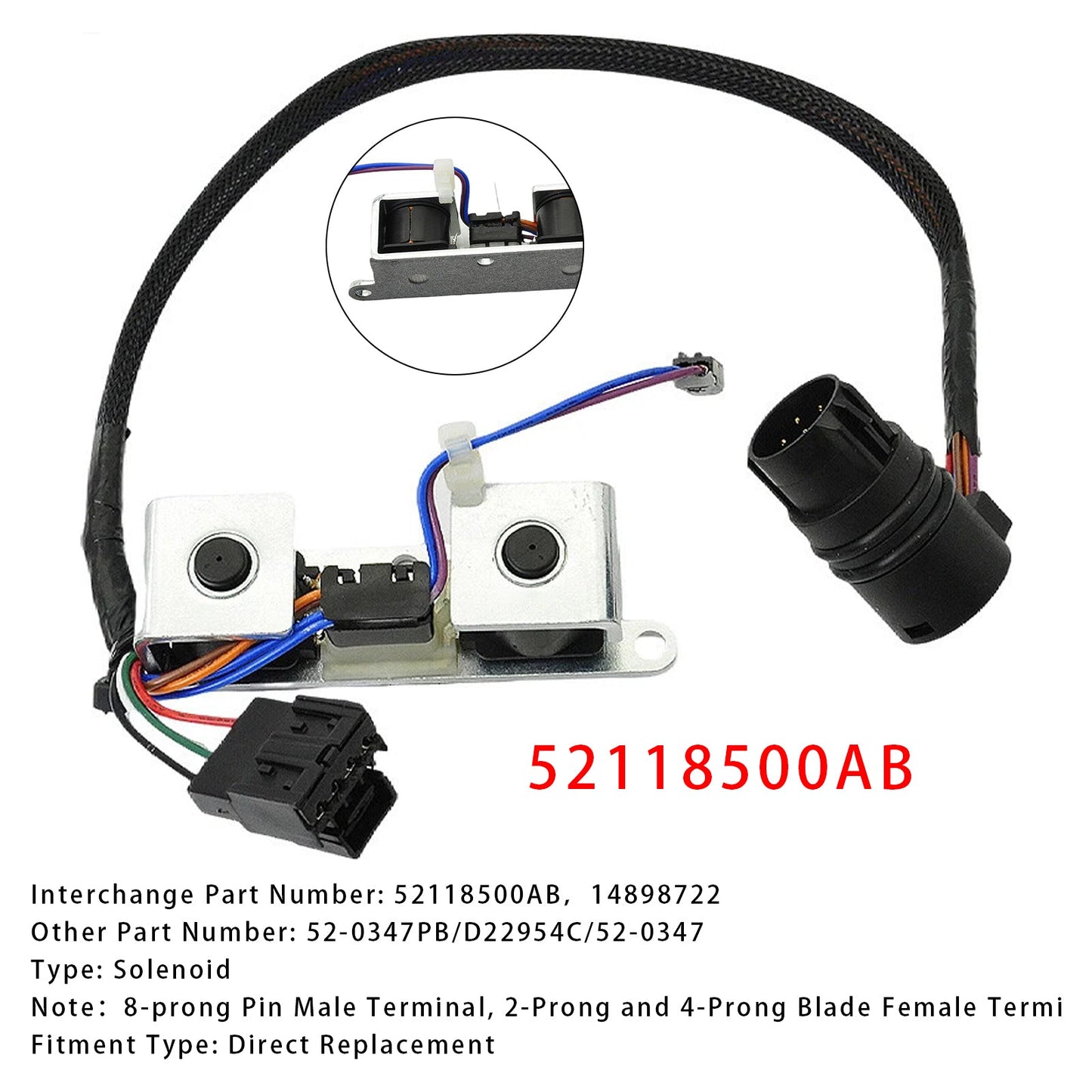 Solenoide overdrive TCC 42RE 46RE 47RE 48RE A500 A518 con cablaggio per Dodge