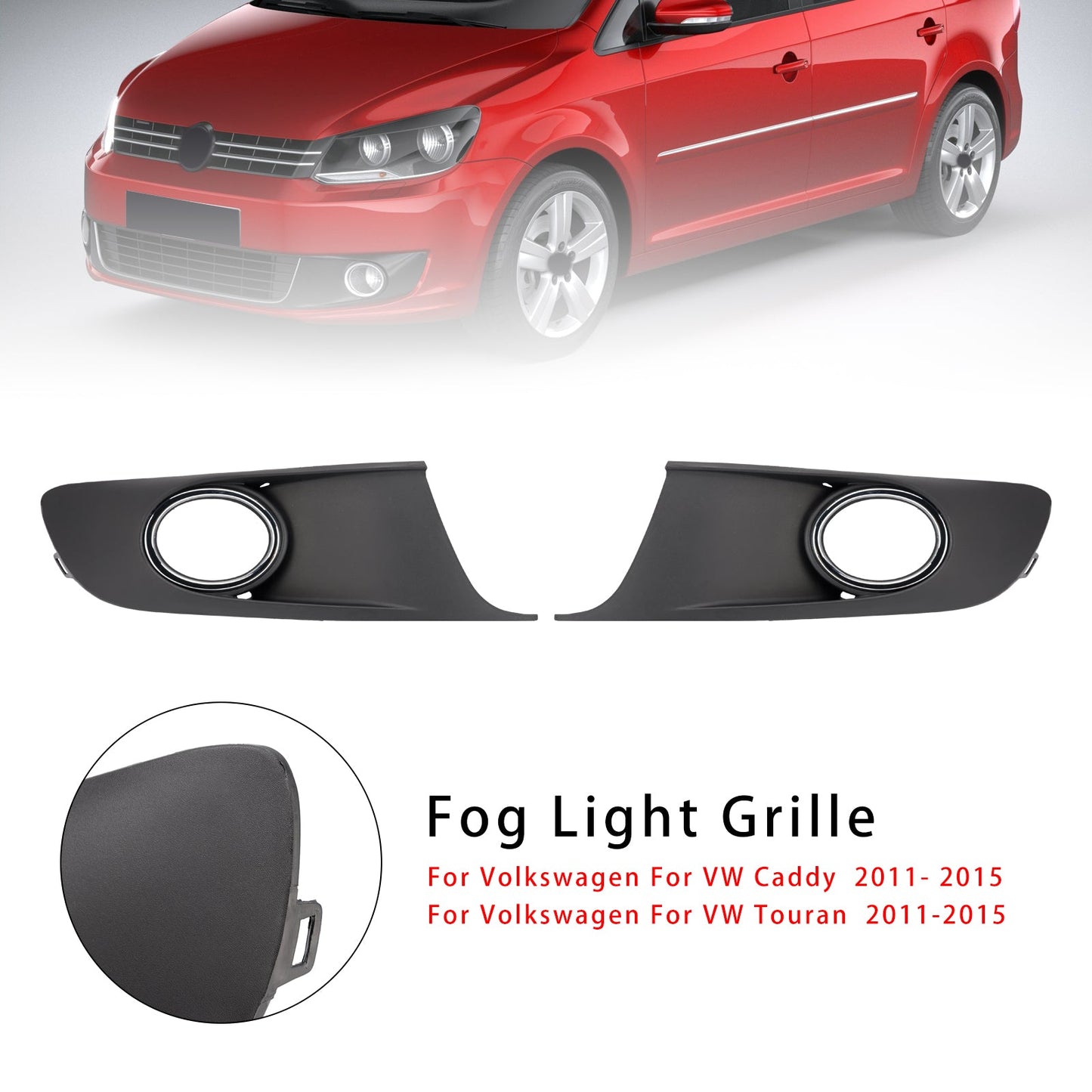 Copri-fari fendinebbia e griglia cromati per Volkswagen VW Caddy Touran 2011-2015, 2 pezzi