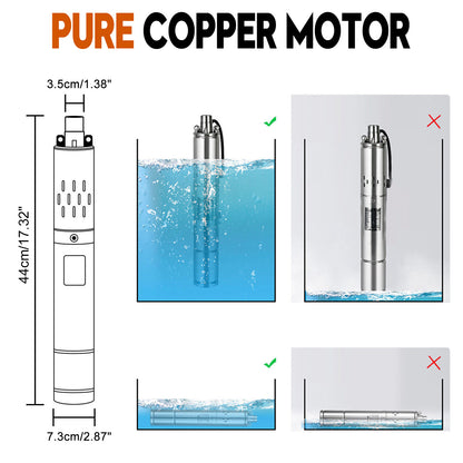 Testa della pompa dell'acqua sommergibile solare da pozzo profondo da 3 "48 V 750 W 140 M