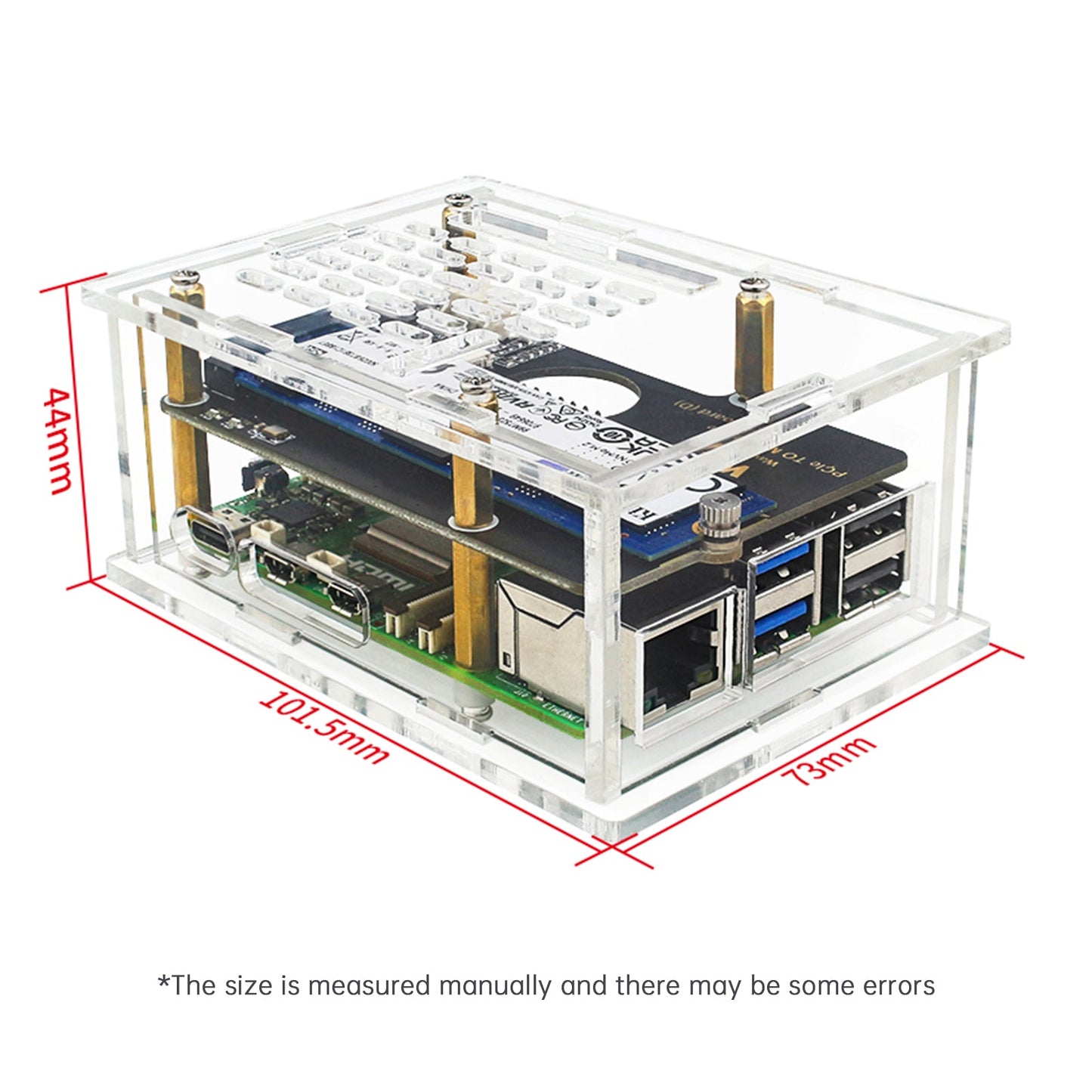 Custodia con adattatore PCI-E per Raspberry Pi5, scheda adattatore PCIe a M.2, radiatore in acrilico