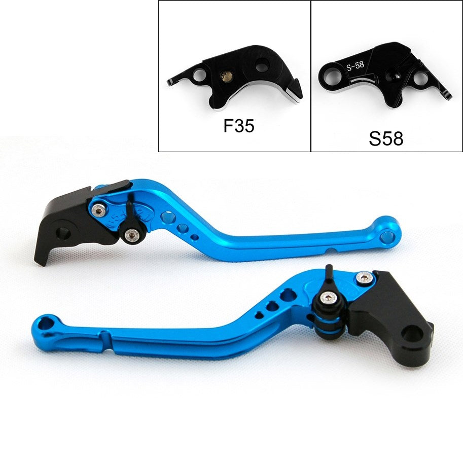 Long Brake Clutch Levers For Suzuki GSXR600 GSXR750 2006-10 GSXR1000 05-06 Black