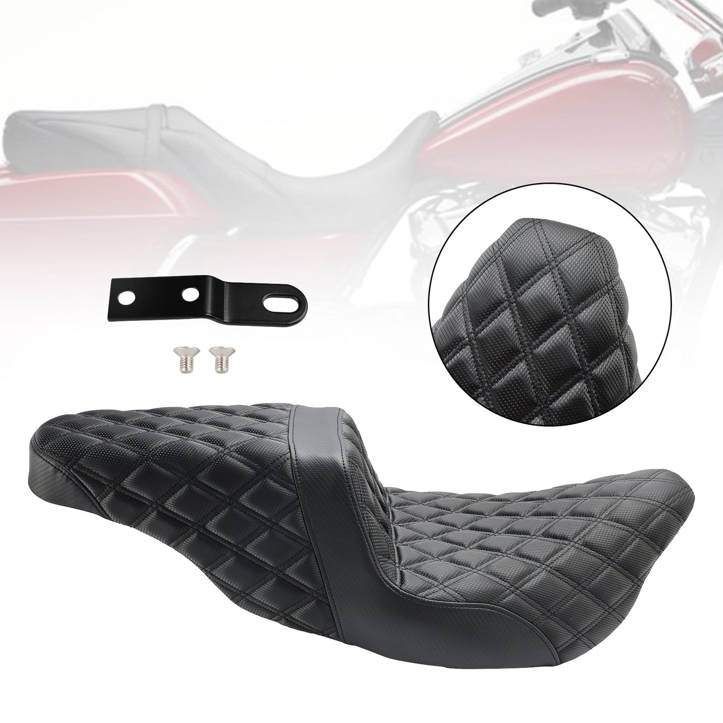 Sedile passeggero anteriore posteriore sostitutivo per Electra Glide Ultra Classic Low FLHTCUL 2014-2016, nero