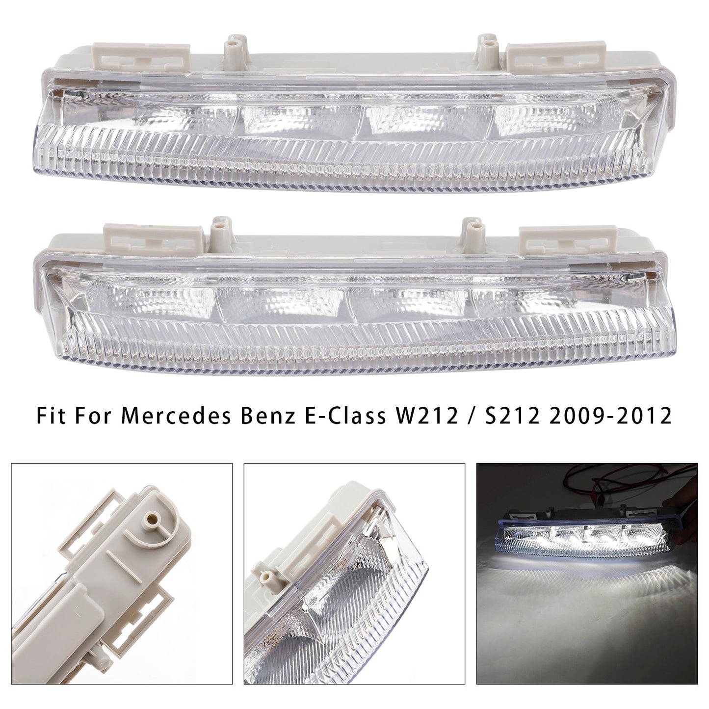 Coppia di fendinebbia diurni a LED per Mercedes Benz W204 S204 W212 2007-2014