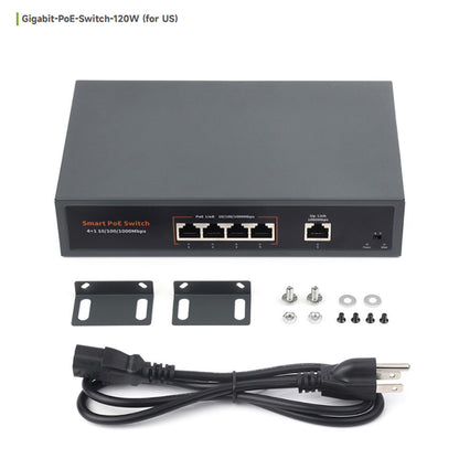 Switch Poe Gigabit Ethernet da 120 W, 10/100/1000 M, Plug Play adattivo, 4 reti