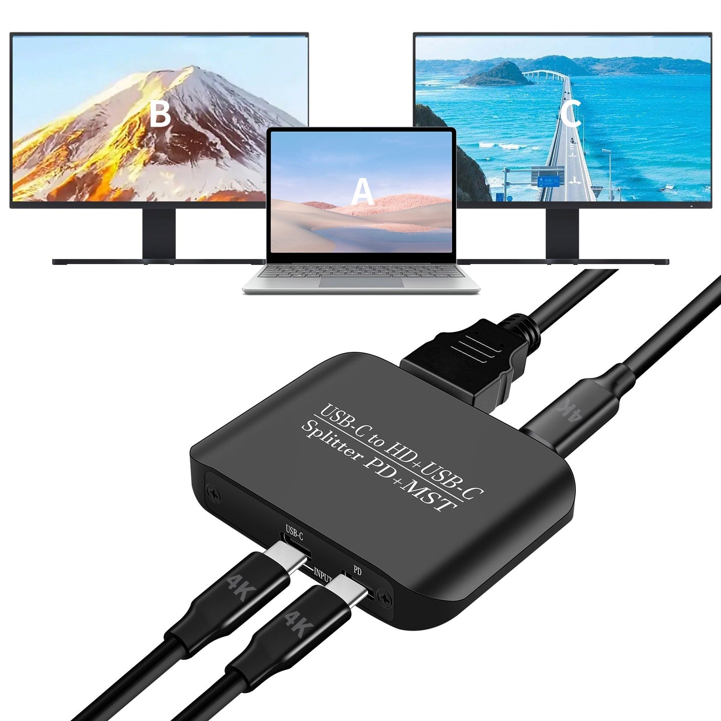 Adattatore 4K60TYPE-C a HDMI+TYPE-C Splitter di alimentazione per display diversi