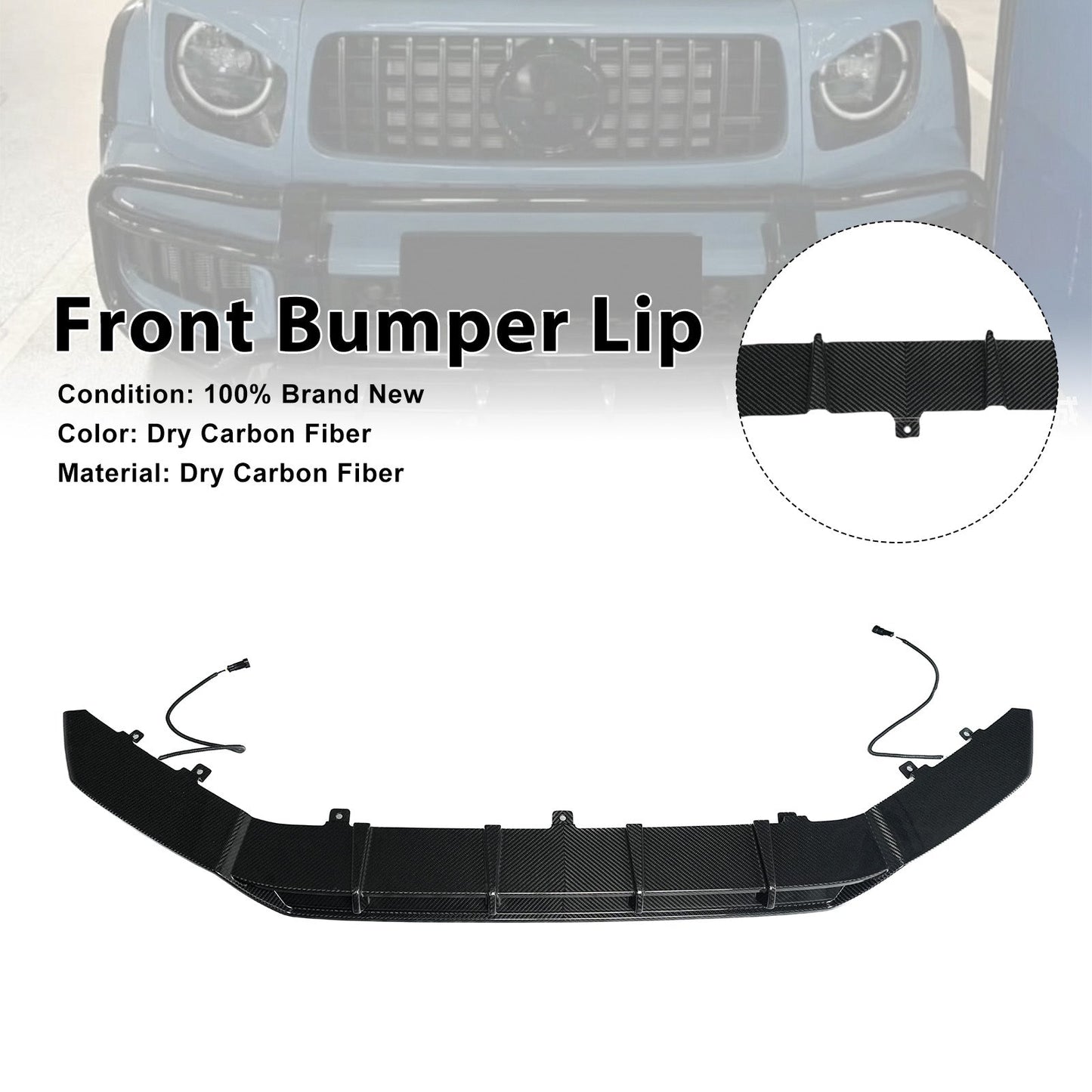 Diffusore anteriore in fibra di carbonio a secco per paraurti, compatibile con Mercedes Benz Classe G W465 2025+