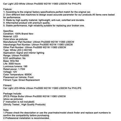 Luce auto LED bianca Ultinon Pro3000 W21W 11065 U30CW per PHILIPS
