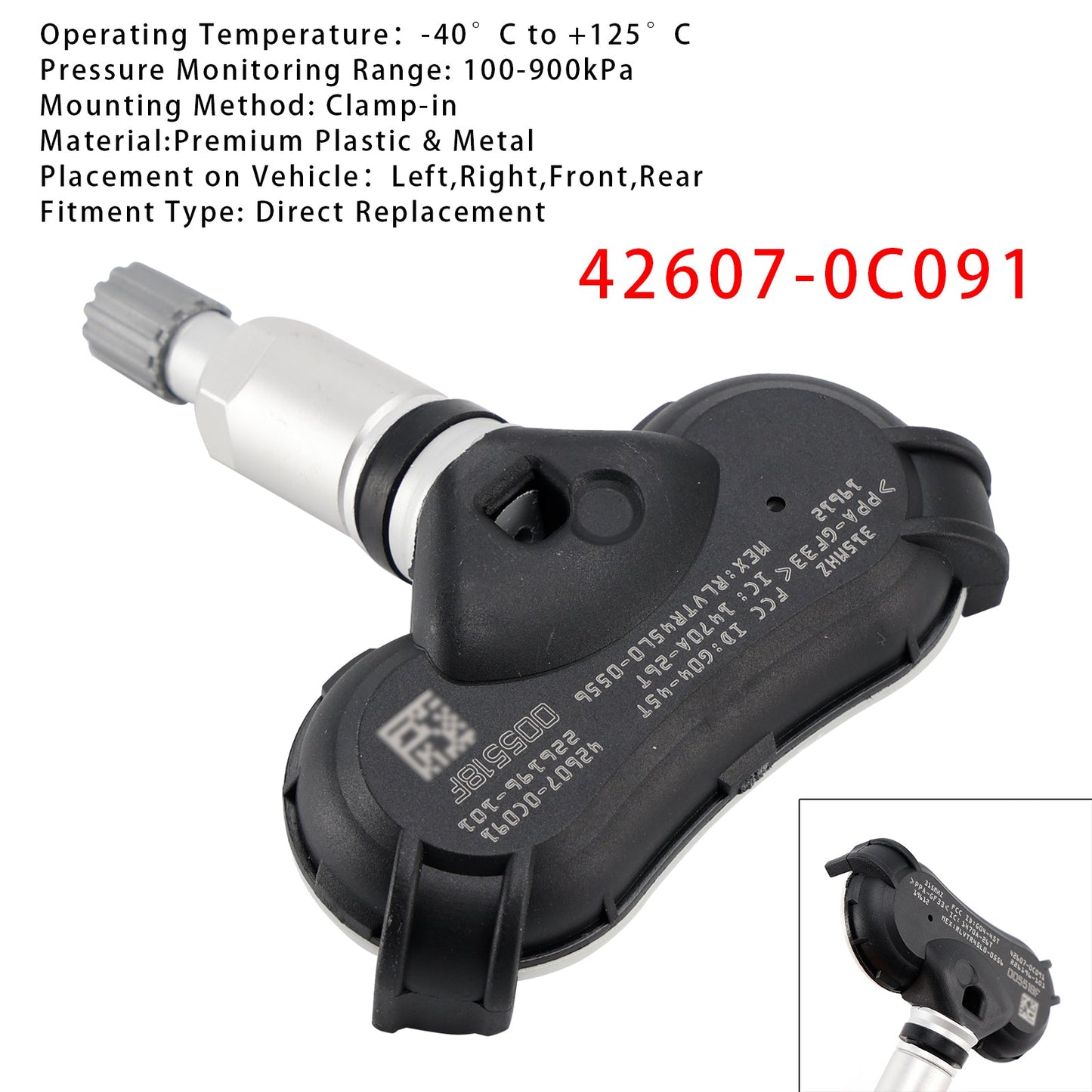1 sensore di pressione pneumatici TPMS per Toyota RAV4 Highlander Tundra 426070C091