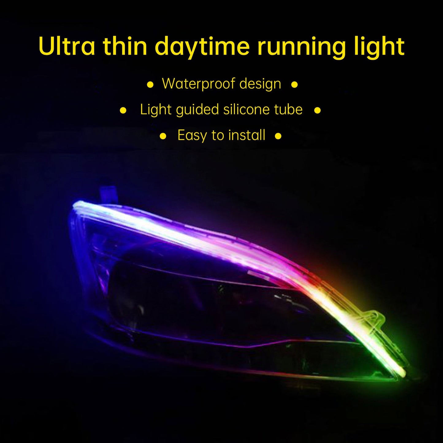 Striscia di luce iridescente per fari a LED per auto ultrasottili, con controller APP, 60 cm