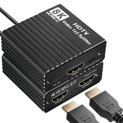 Splitter HDMI 8K 1 a 2 HD2.1 8K60hz/4K120hz/1080P240hz con EDID Splitter 1x2