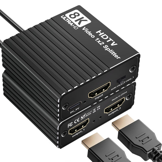 Splitter HDMI 8K 1 a 2 HD2.1 8K60hz/4K120hz/1080P240hz con EDID Splitter 1x2