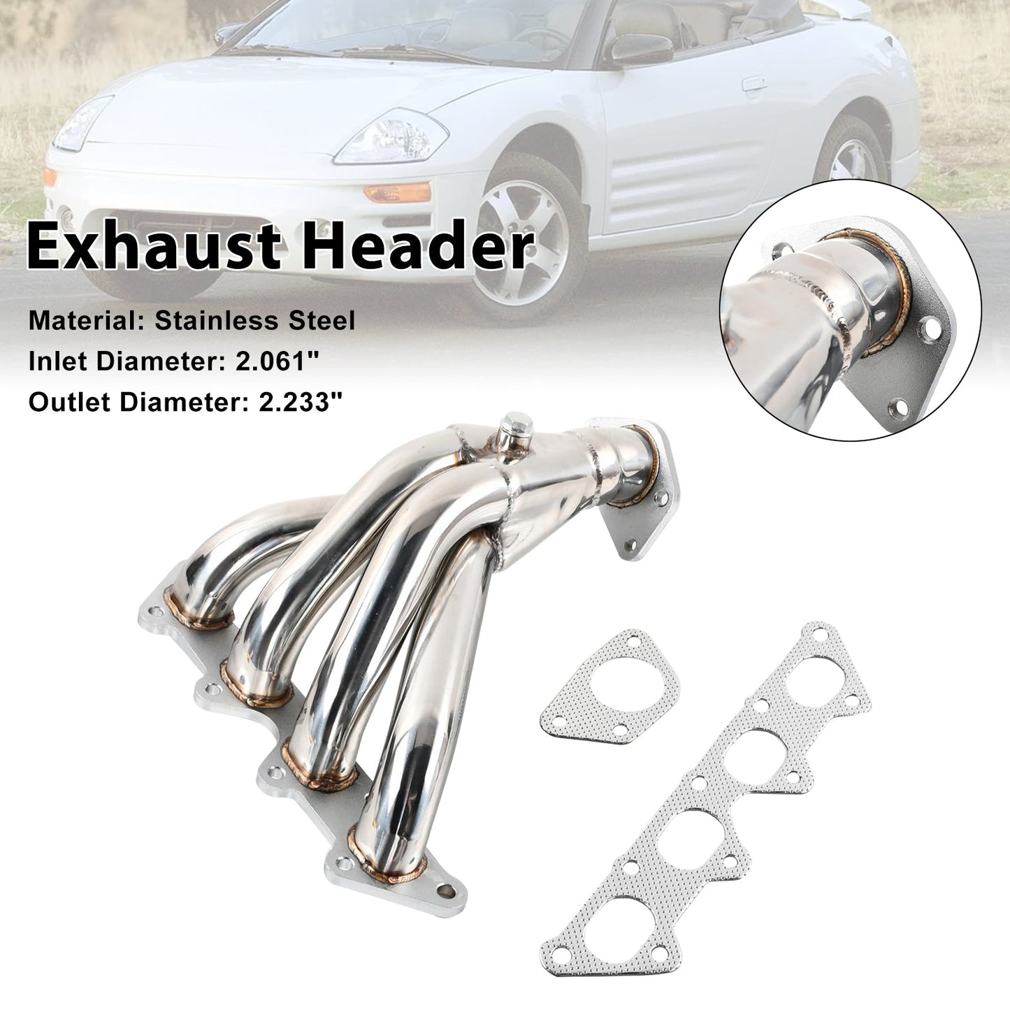 Collettore di scarico in acciaio inox adatto per Mitsubishi Eclipse 2.4L 2000-2005