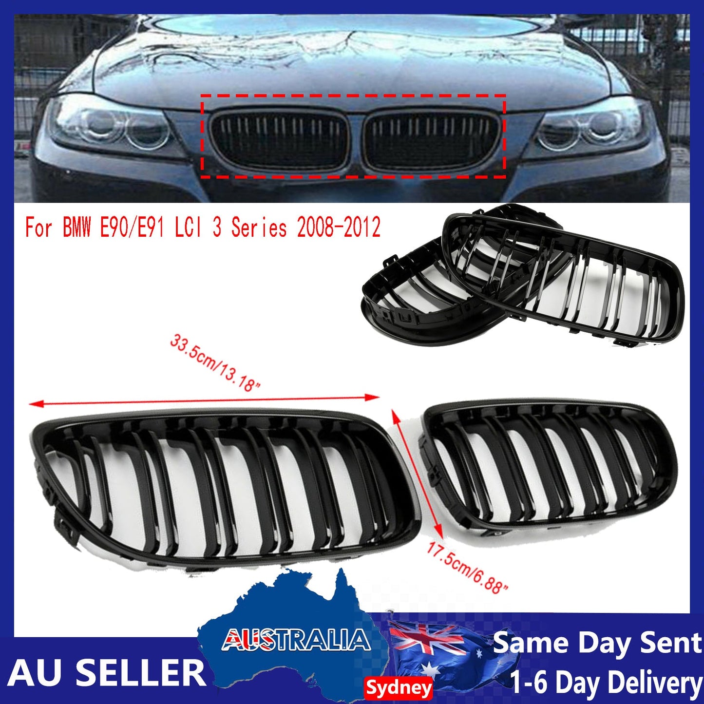 Griglia anteriore a doppio rene a diamante per BMW Serie 3 E90/E91 LCI 2009-2011