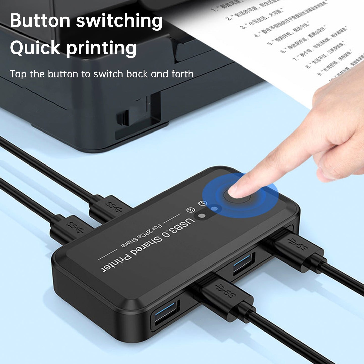 Dispositivo di condivisione stampante con switch USB 3.0 a 2 ingressi e 4 uscite, condivisione di due computer