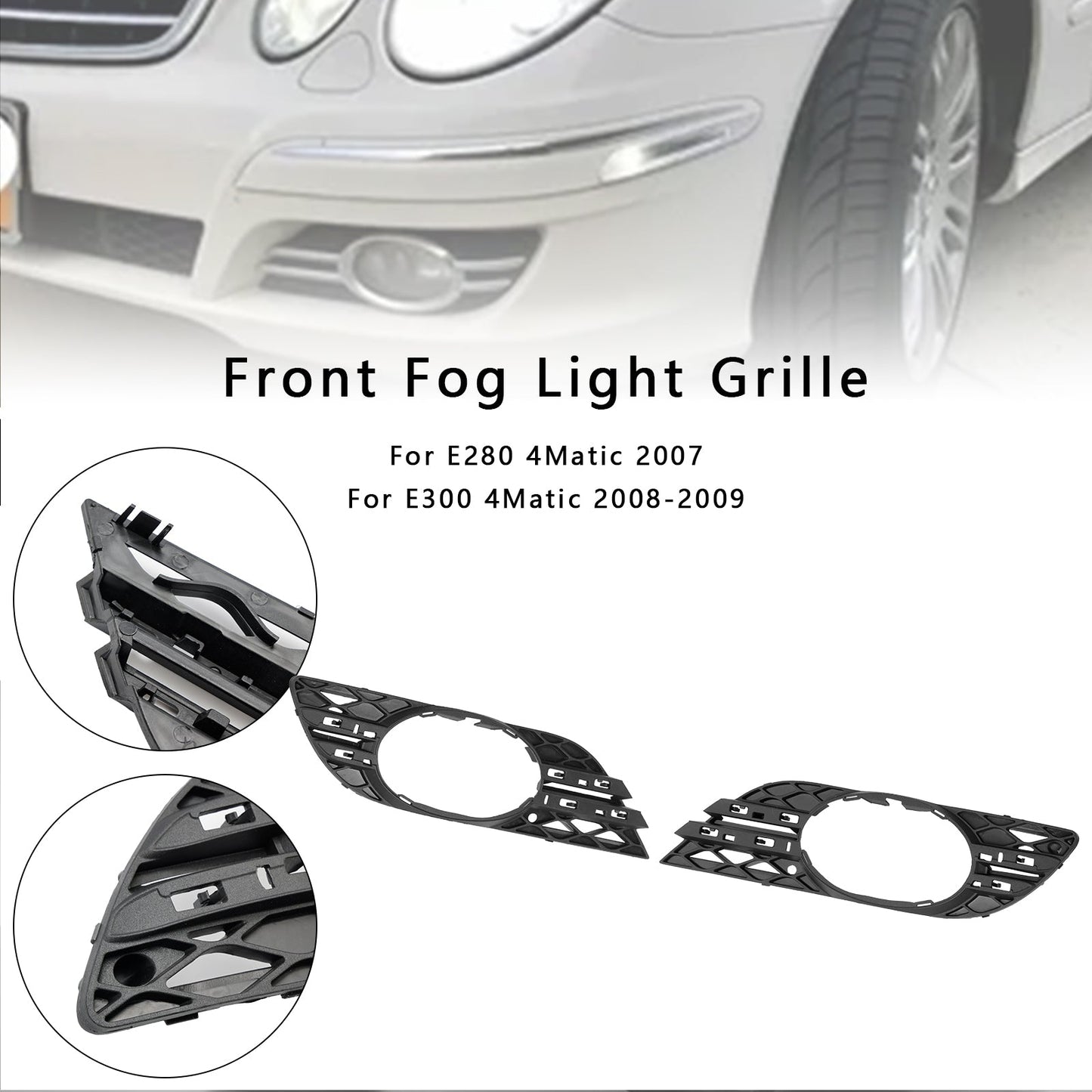 Mercedes Benz Classe E W211 E280 4Matic 2 pezzi Set di finiture per fendinebbia 2118850822 MB1038115