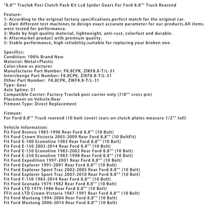 Kit frizione Traclok Posi Ford E-150 Econoline 8.8"" 1983-2002 LSD Spider Gears ZIKF8.8-T/L-31