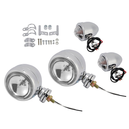 Faro fendinebbia cromato personalizzato per moto #D19 per Bobber Chopper da corsa
