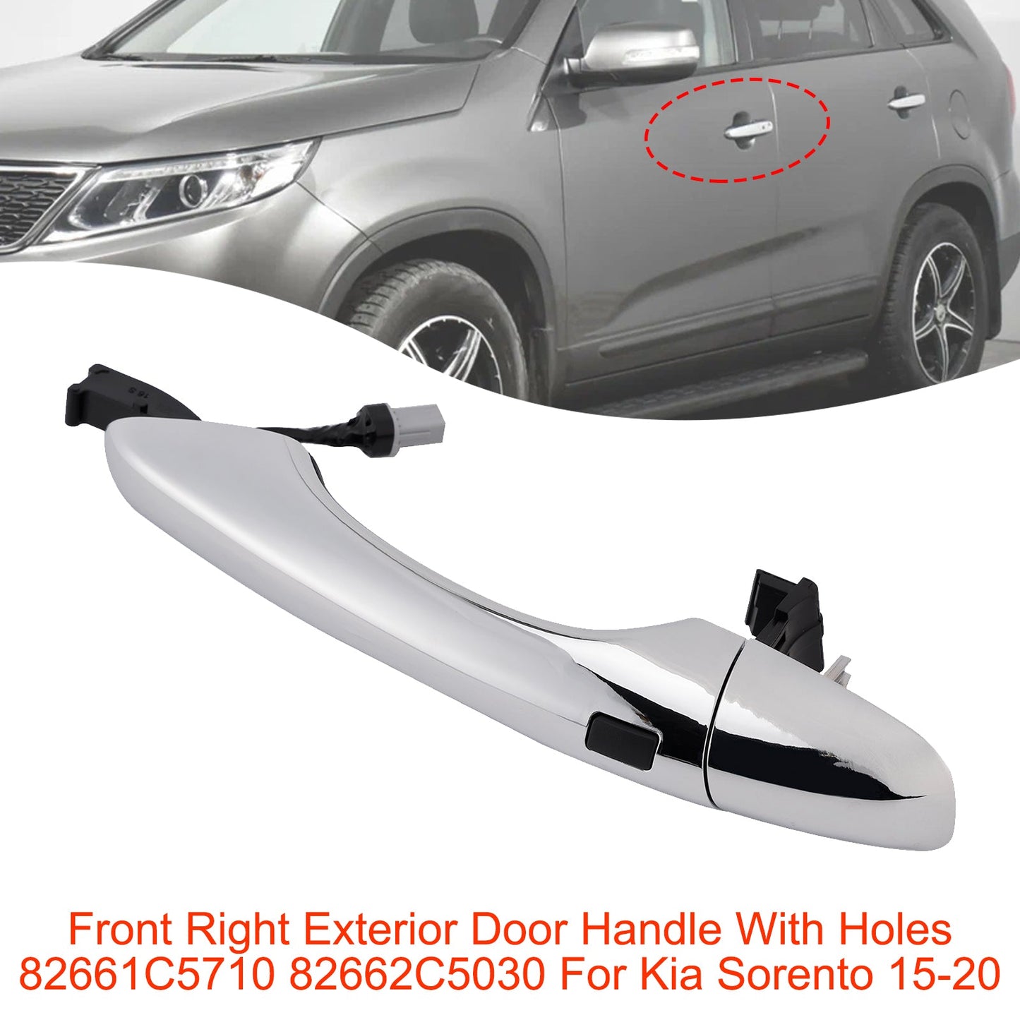 Maniglia esterna anteriore destra con fori 82661C5710 per Kia Sorento 15-20