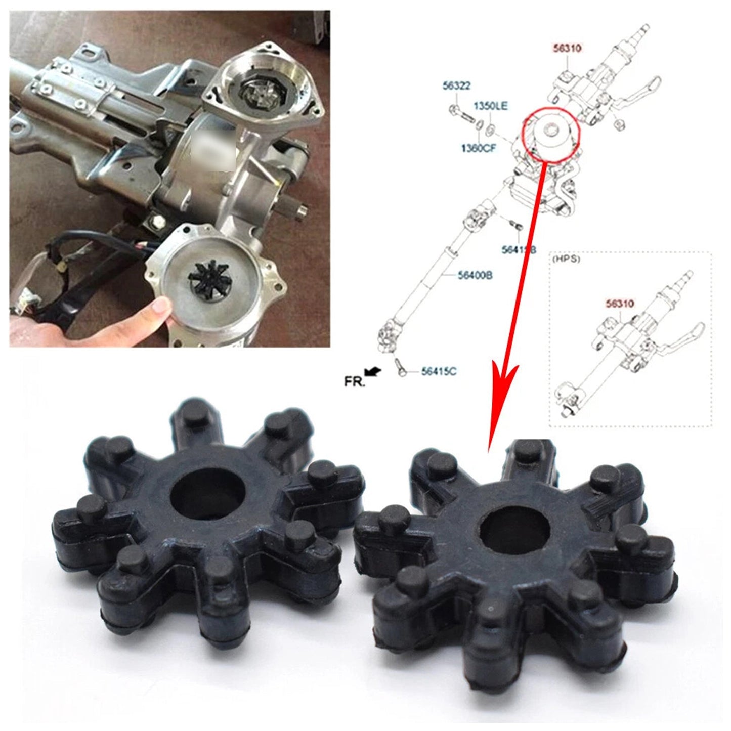 10x Giunto flessibile per piantone dello sterzo per Hyundai Elantra Kia Optima 563152K000FFF