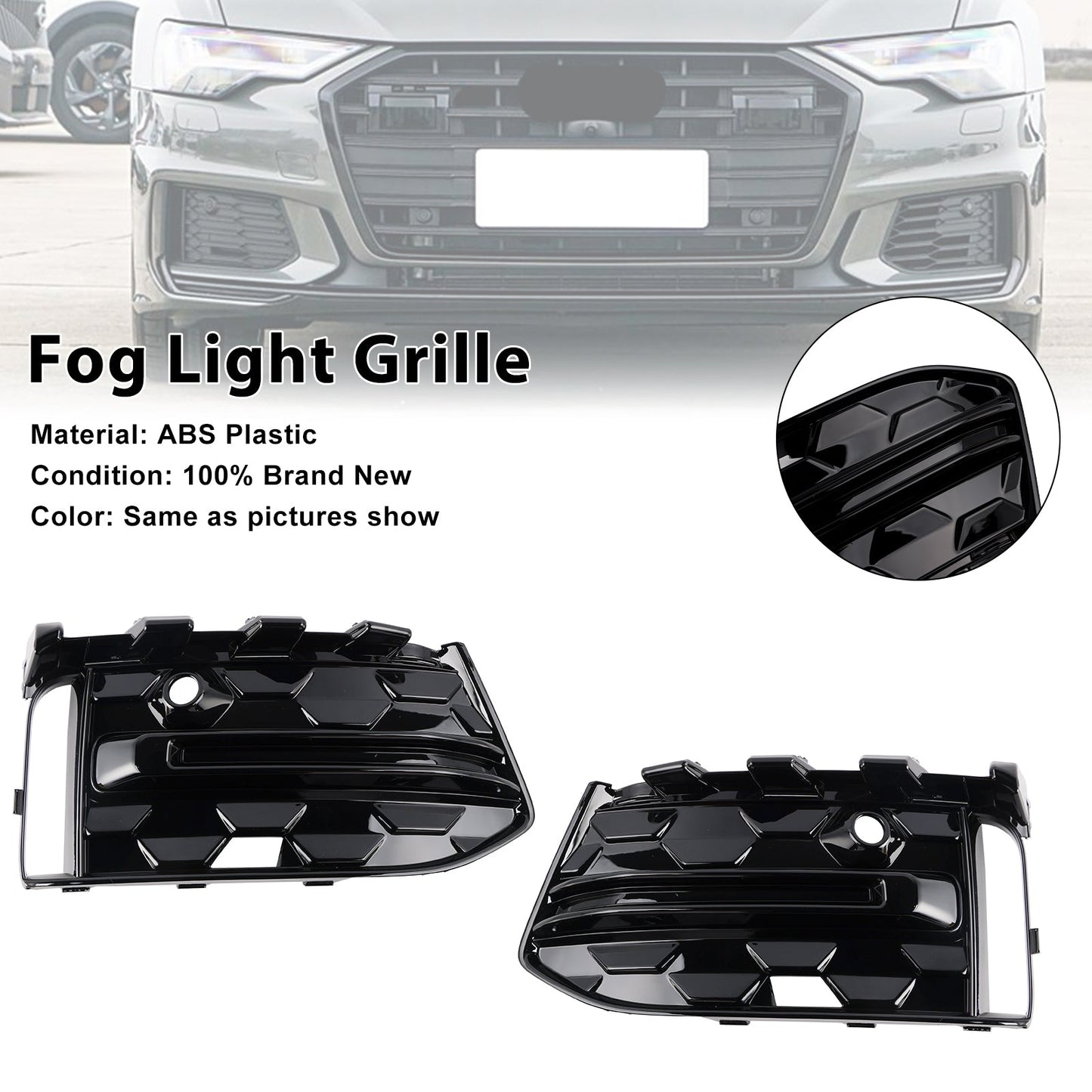 Griglia fendinebbia paraurti anteriore Audi A6 C8PA S-Line S6 2023+ nera (2 pezzi)