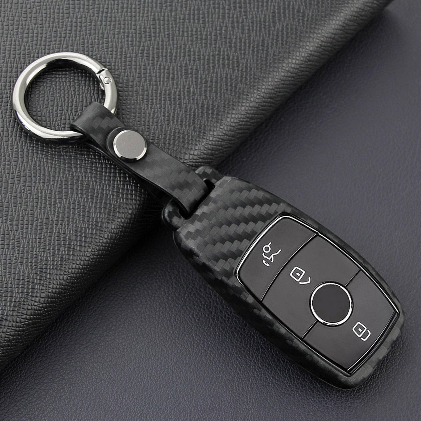 Custodia in silicone e pelle per chiave auto con fibbia per Mercedes-Benz E