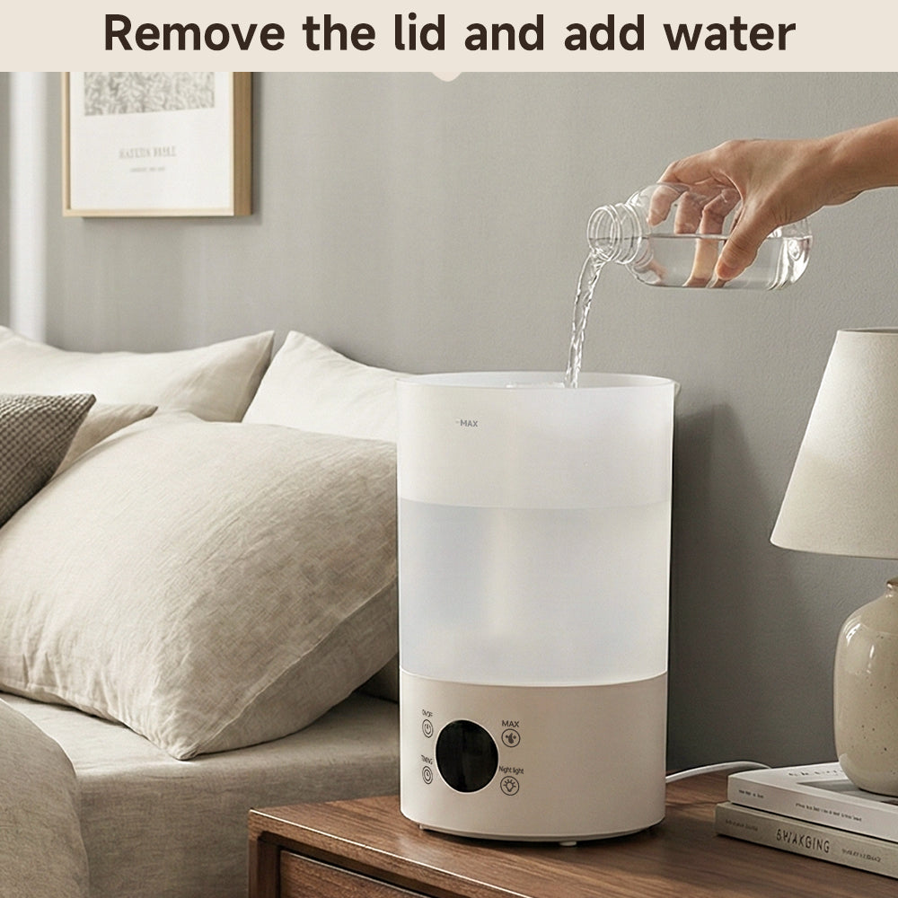 Umidificatore 4L per camera, baby e piante, silenzioso, con ugello a 360°, spegnimento automatico e luce colorata
