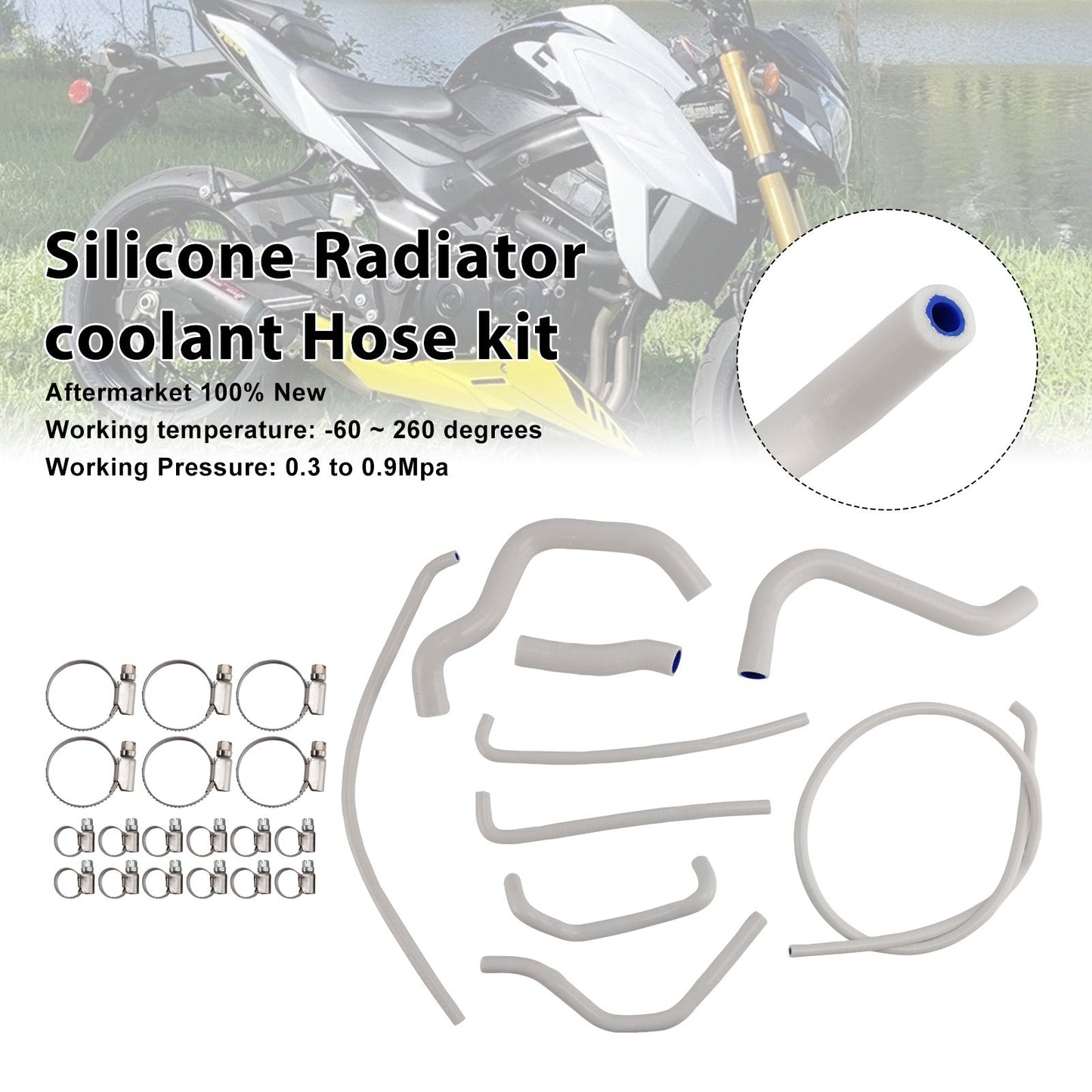 Kit di tubi flessibili in silicone per il liquido di raffreddamento del radiatore per Suzuki GSX-S750/Z 2017-2025