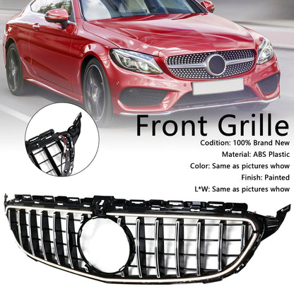 Per Mercedes W205 C250 C300 2015-2021 W/LED Griglia paraurti anteriore cromata