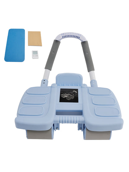 Attrezzatura portatile per palestra domestica Blue Perfect Core Trainer per uomo e donna Ruota per addominali con rimbalzo automatico con supporto per il gomito e stabilità a 4 ruote - Include timer