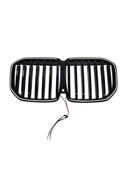 Griglia paraurti anteriore a linea singola nera con LED per BMW X7 G07 2023-2026