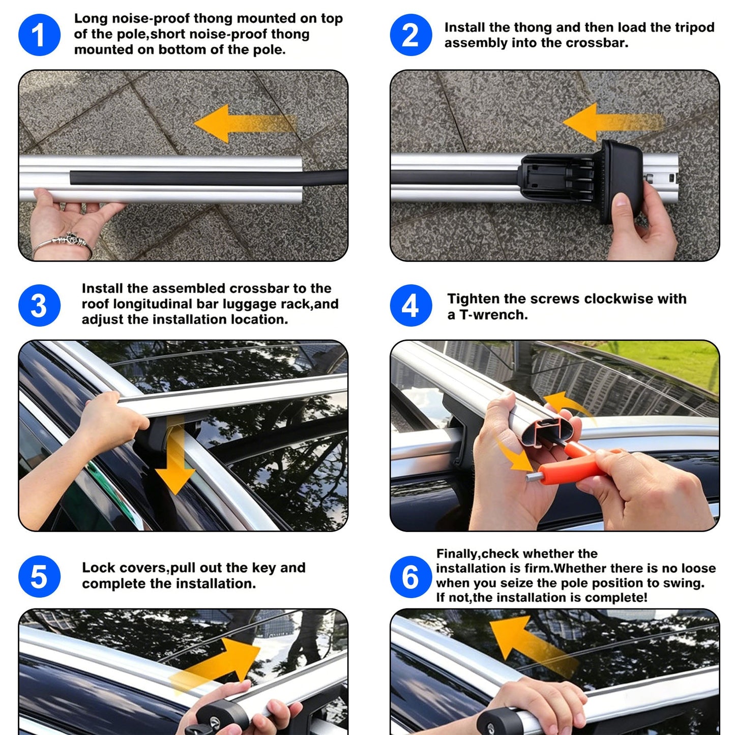 Barre trasversali universali in alluminio per portapacchi da tetto auto, 120 cm, con chiusura a chiave.