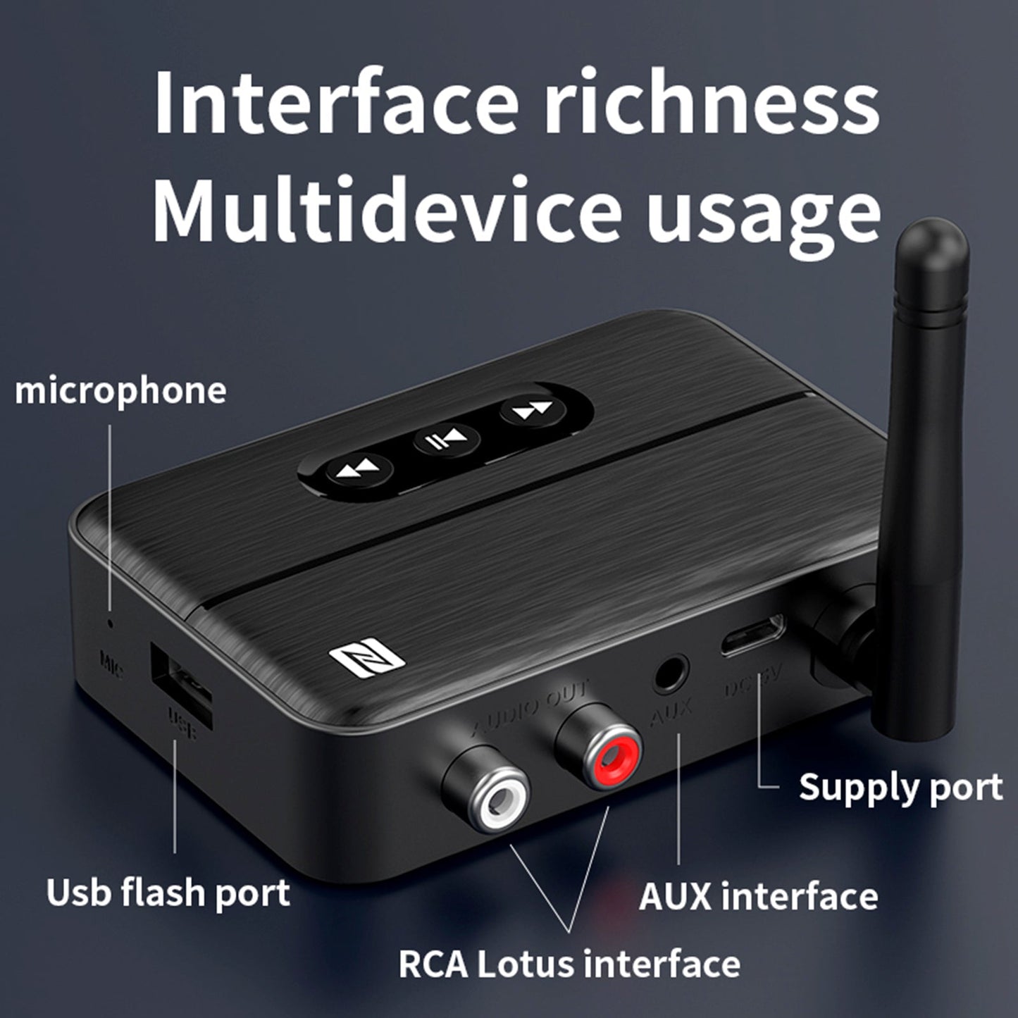 Ricevitore audio Bluetooth 5.4 NFC, amplificatore AUX/RCA, unità flash USB per riprodurre musica