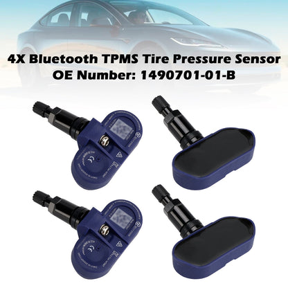 Sensore di pressione pneumatici TPMS Bluetooth 4 pezzi per Tesla Model 3 / S / X / Y 2021-2024